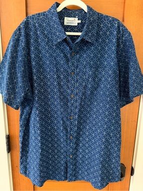 Faherty organic cotton indigo dyed short sleeve button up shirts men’s XXL blue